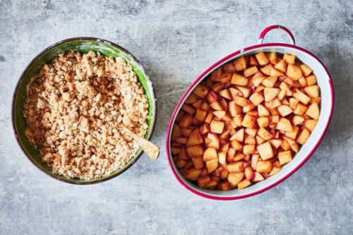 Pink lady apple crumble topping step