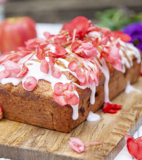 Pink Lady® apple blossom loaf cake