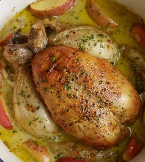 Pot-Roasted Chicken with Apple