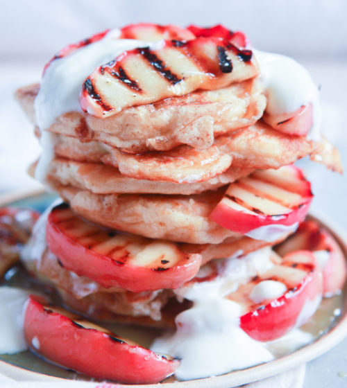 Ricotta and Cinnamon Pancakes with Griddled Pink Lady® Apples