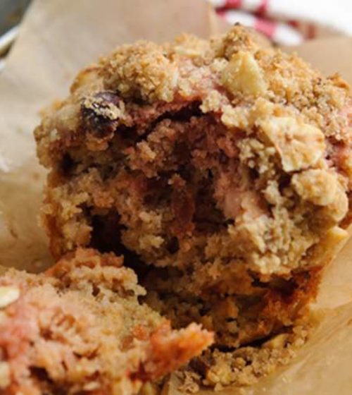 Spiced Beetroot and Apple Muffins with Crunchy Hazelnut Topping